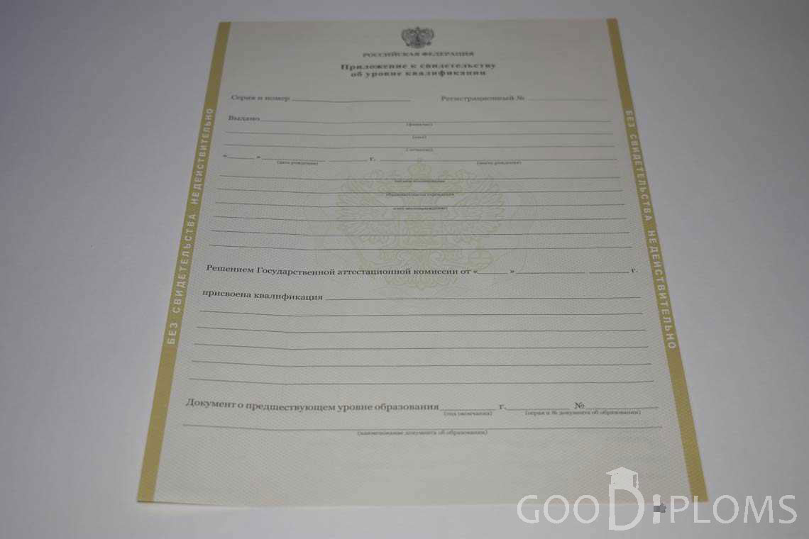 Приложение к Свидетельству об Уровне Квалификации период выдачи 2011-2020 -  Кременчуг