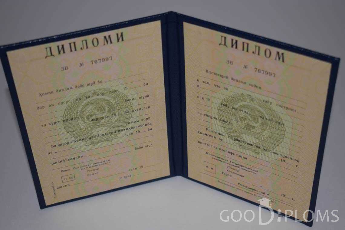 Диплом Вуза СССР Таджикистан  период выдачи 1975-1996 -  Кременчуг